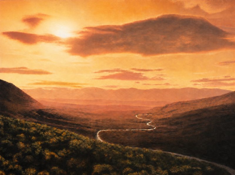 Hoosic River sunset, 36×48 — painting by Edward Cating