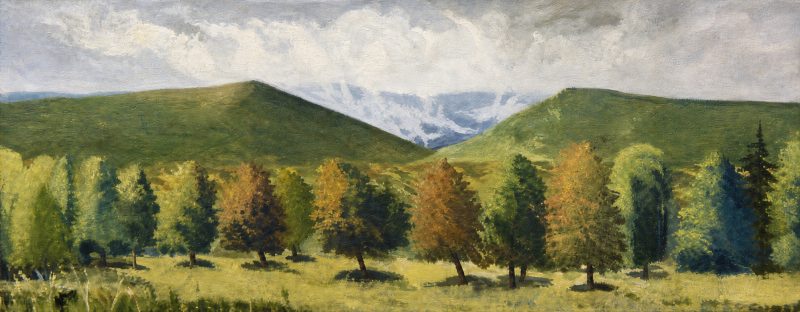 Greylock, Hopper view with clouds, 2008 — painting by Edward Cating